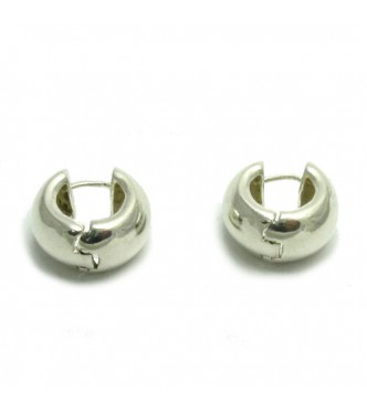 E000538 Wide Stylish Sterling silver earings solid 925 Hoops